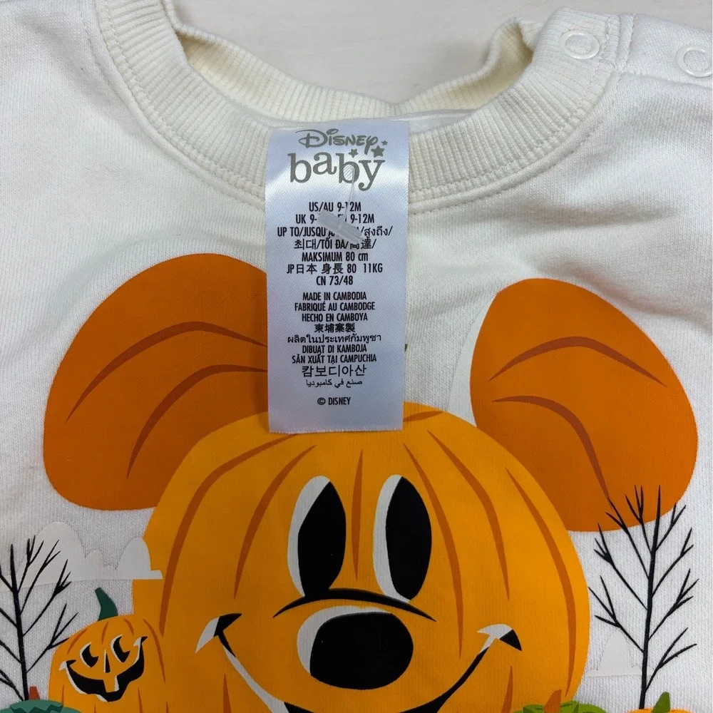 Disney Baby Mickey Mouse Pumpkin Halloween Sweatshirt Joggers Beanie Set 9-12M